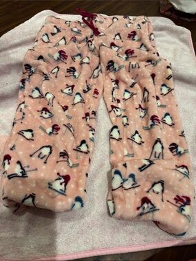 Women's Pink Penguin Fleece Pajama Pants